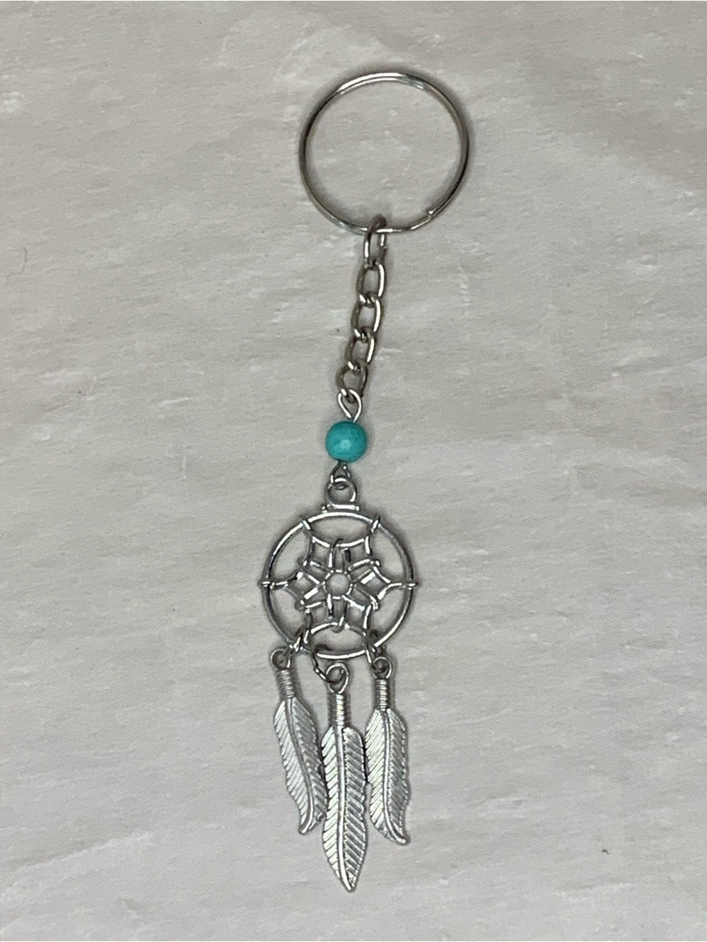 Silver Dreamcatcher Key & Card Holder with Turquoise Accent